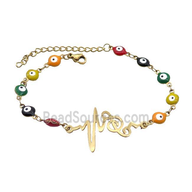 Stainless Steel Bracelets Evil Eye Multicolor Musical Notes Gold Plated