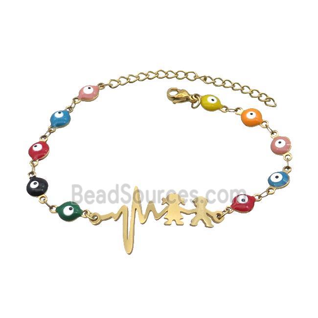 Stainless Steel Bracelets Evil Eye Multicolor Kids Gold Plated