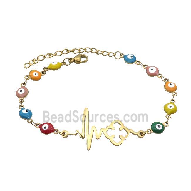 Stainless Steel Bracelets Evil Eye Multicolor Gold Plated