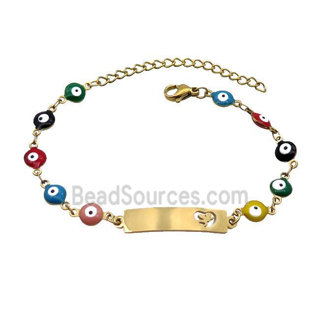 Stainless Steel Bracelets Evil Eye Multicolor Gold Plated