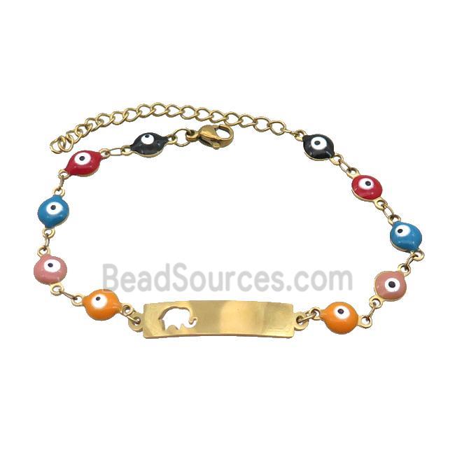 Stainless Steel Bracelets Evil Eye Multicolor Elephant Gold Plated