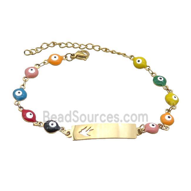 Stainless Steel Bracelets Evil Eye Multicolor Swallow Gold Plated