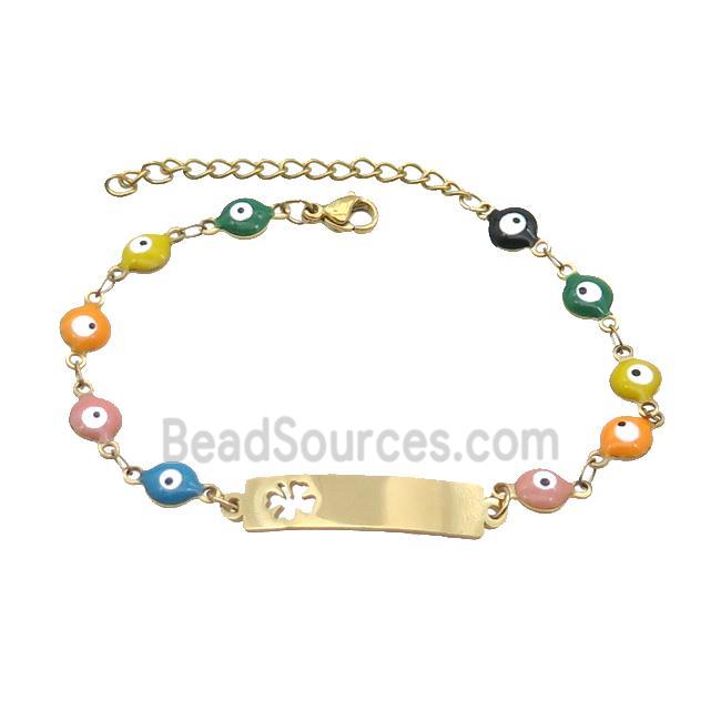 Stainless Steel Bracelets Evil Eye Multicolor Clover Gold Plated