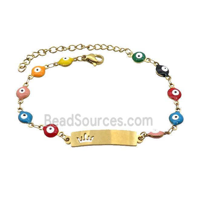 Stainless Steel Bracelets Evil Eye Multicolor Crown Gold Plated