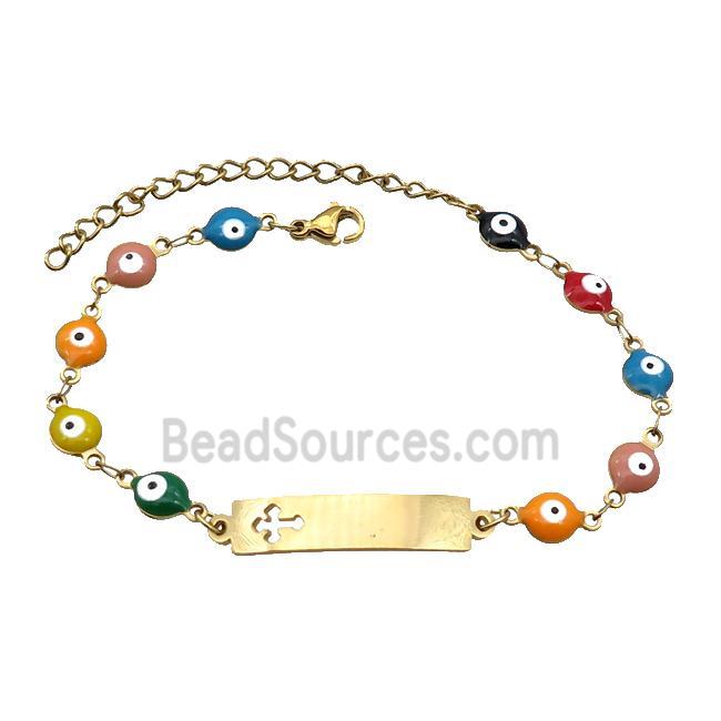 Stainless Steel Bracelets Evil Eye Multicolor Cross Gold Plated