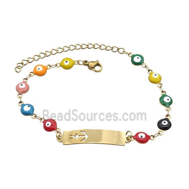 Stainless Steel Bracelets Evil Eye Multicolor Anchor Gold Plated