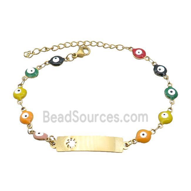 Stainless Steel Bracelets Evil Eye Multicolor Sun Gold Plated