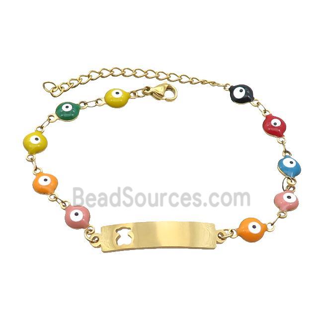 Stainless Steel Bracelets Evil Eye Multicolor Bear Gold Plated