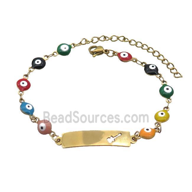 Stainless Steel Bracelets Evil Eye Multicolor Guitar Gold Plated