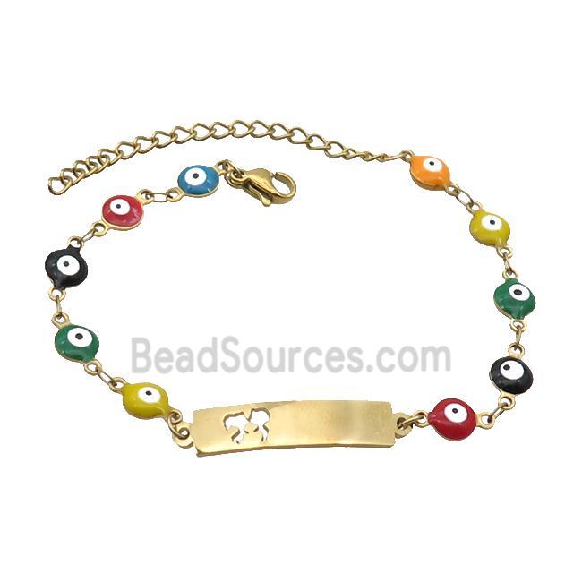 Stainless Steel Bracelets Evil Eye Multicolor Gold Plated