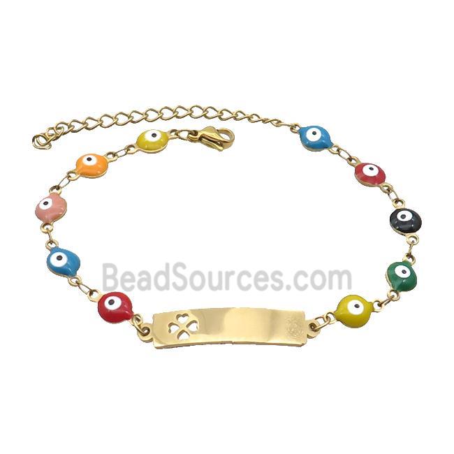 Stainless Steel Bracelets Evil Eye Multicolor Gold Plated