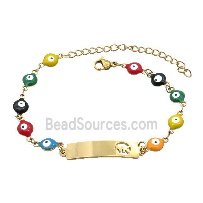 Stainless Steel Bracelets Evil Eye Multicolor Gold Plated