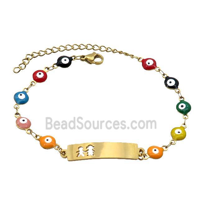 Stainless Steel Bracelets Evil Eye Multicolor Kids Gold Plated