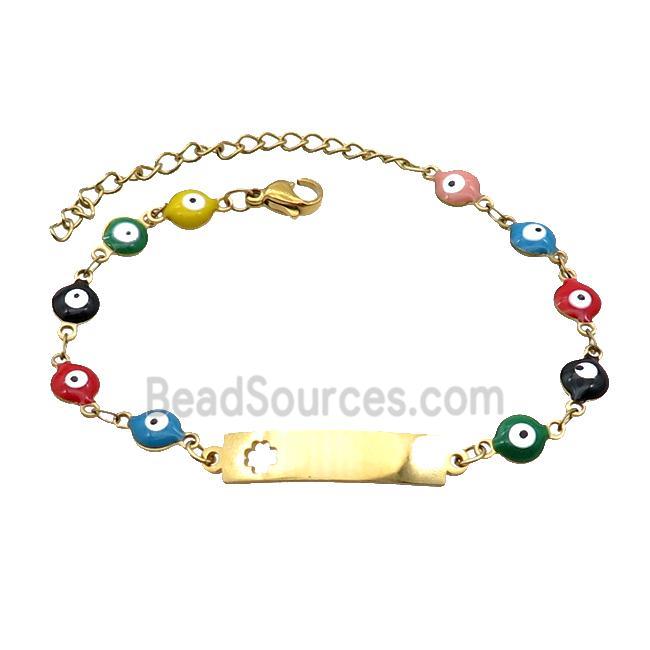 Stainless Steel Bracelets Evil Eye Multicolor Gold Plated