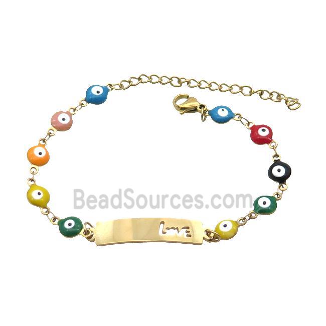 Stainless Steel Bracelets Evil Eye Multicolor Gold Plated