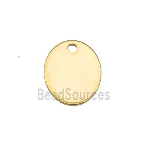 Stainless Steel Oval Pendant Gold Plated