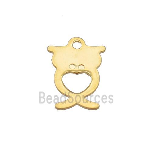 Stainless Steel Owl Pendant Gold Plated