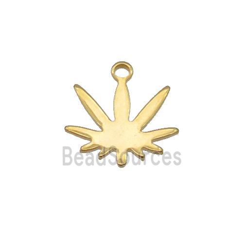 Stainless Steel Mapleleaf Pendant Gold Plated Flat