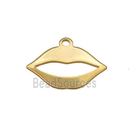 Stainless Steel Lip Charm Pendant Gold Plated