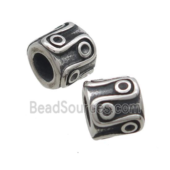 Stainless Steel Tube Beads Large Hole Antique Silver