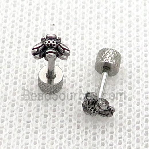 Raw Stainless Steel Stud Earrings Honeybee