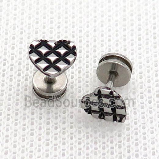 Raw Stainless Steel Stud Earrings Heart