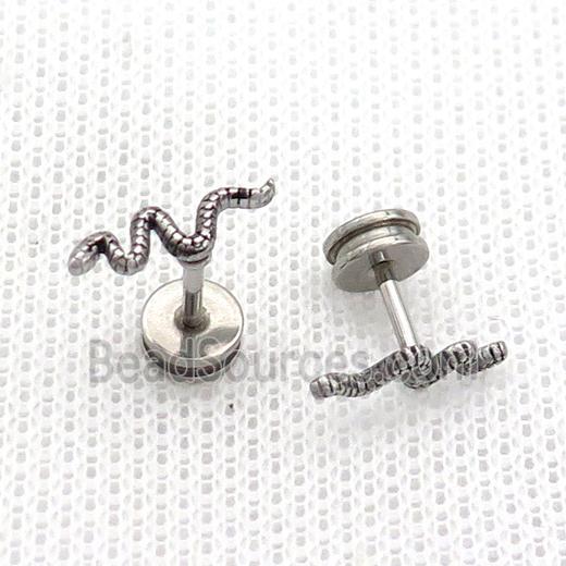 Raw Stainless Steel Stud Earrings Snake