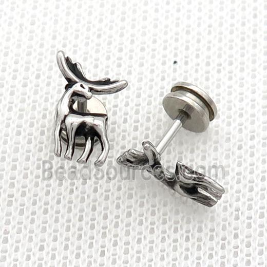 Raw Stainless Steel Stud Earrings Deer