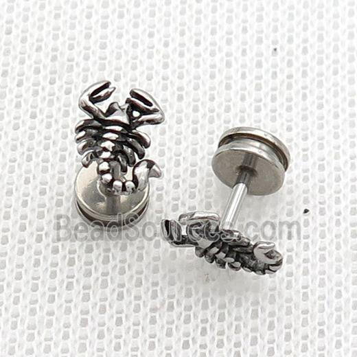 Raw Stainless Steel Stud Earrings Scorpio