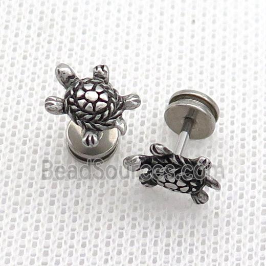 Raw Stainless Steel Stud Earrings Tortoise