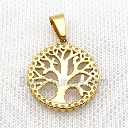 Stainless Steel Pendant Tree Of Life Gold Plated