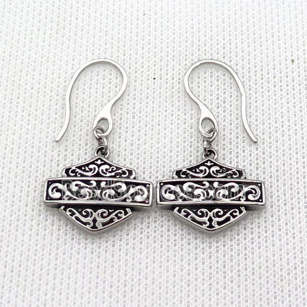 Stainless Steel Hook Earring Antique Silver