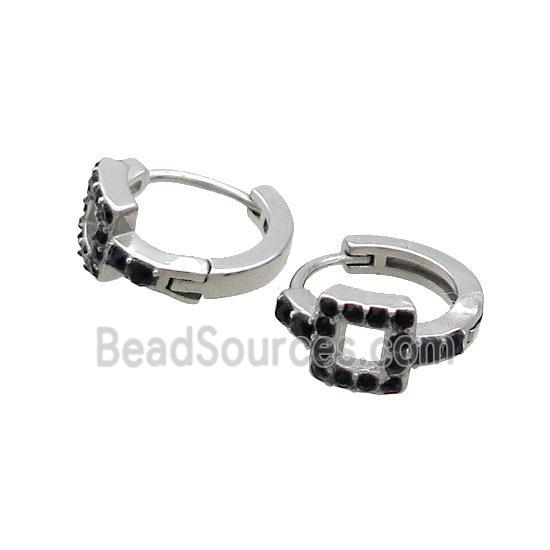 Raw Stainless Steel Hoop Earrings Pave Rhinestone