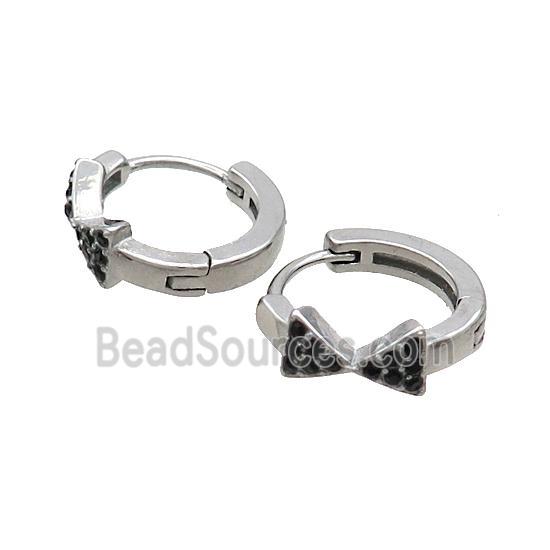 Raw Stainless Steel Hoop Earrings Pave Rhinestone