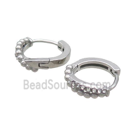 Raw Stainless Steel Hoop Earrings Pave Rhinestone