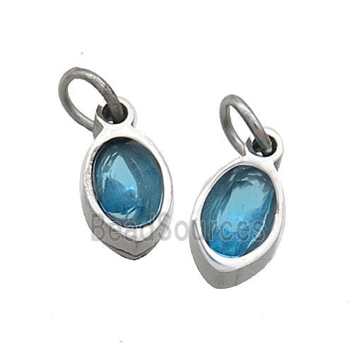 Raw Stainless Steel Eye Pendant Pave Aqua Zircon