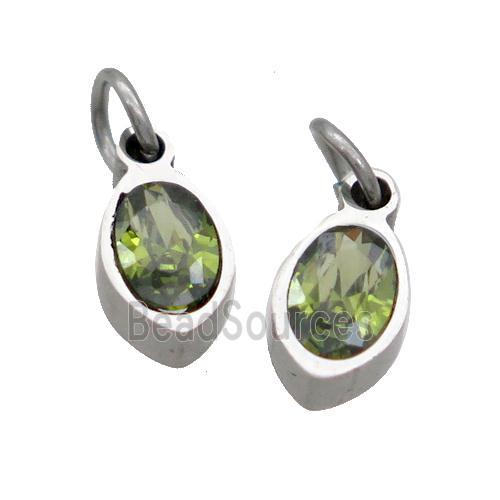 Raw Stainless Steel Eye Pendant Pave Olive Zircon