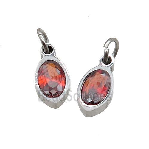 Raw Stainless Steel Eye Pendant Pave Orange Zircon