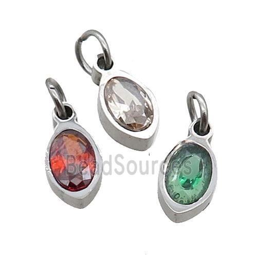 Raw Stainless Steel Eye Pendant Pave Zircon Mixed