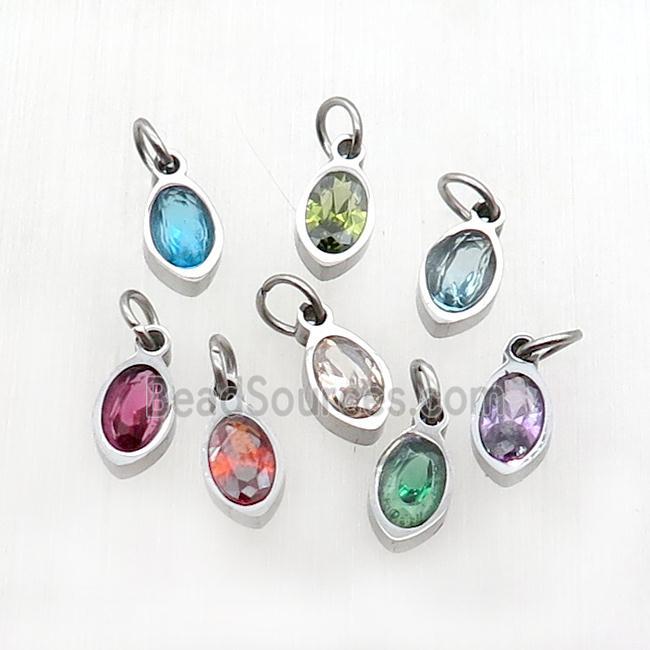 Raw Stainless Steel Eye Pendant Pave Zircon Mixed