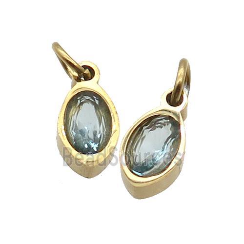 Stainless Steel Eye Pendant Pave Blue Zircon Gold Plated