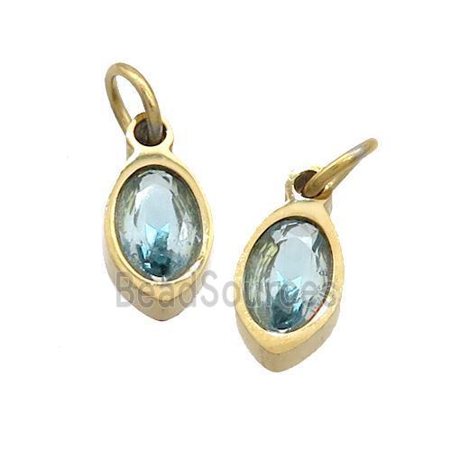 Stainless Steel Eye Pendant Pave Blue Zircon Gold Plated