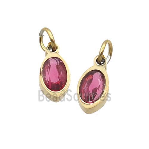 Stainless Steel Eye Pendant Pave Red Zircon Gold Plated