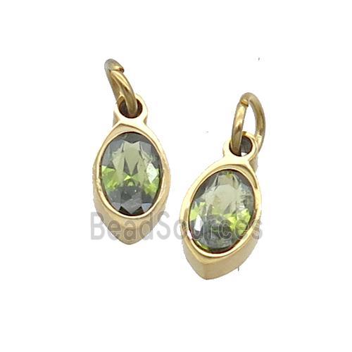 Stainless Steel Eye Pendant Pave Olive Zircon Gold Plated