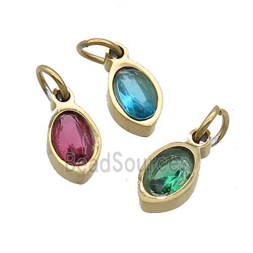 Stainless Steel Eye Pendant Pave Zircon Gold Plated Mixed