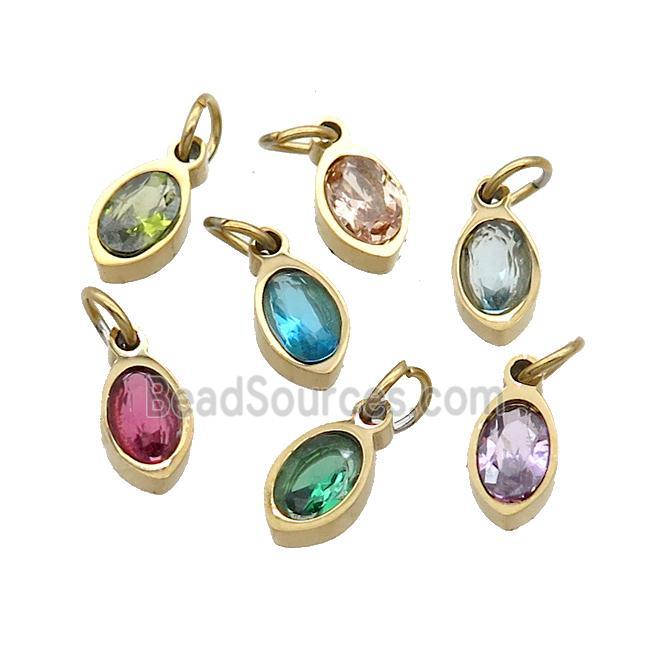 Stainless Steel Eye Pendant Pave Zircon Gold Plated Mixed