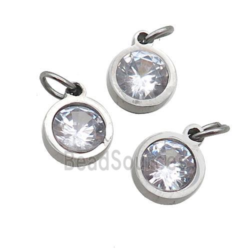 Raw Stainless Steel Pendant Pave Zircon Circle