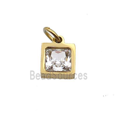 Stainless Steel Pendant Pave Zircon Square Gold Plated