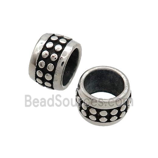 Stainless Steel Barrel Beads Large Hole Antique Silver