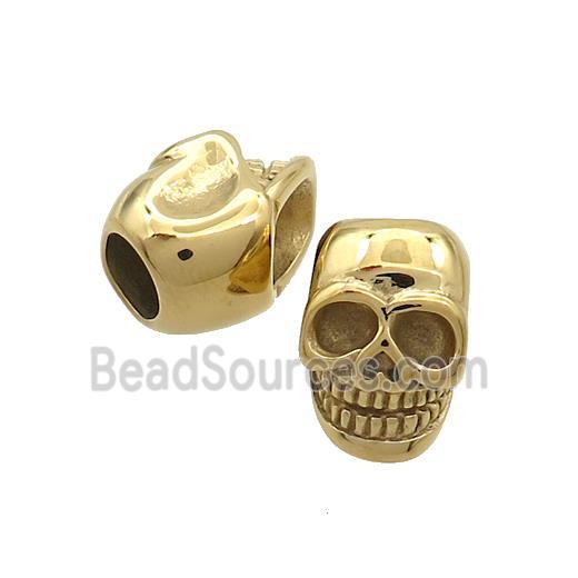 Stainless Steel Skull Beads Large Hole Gold Plated